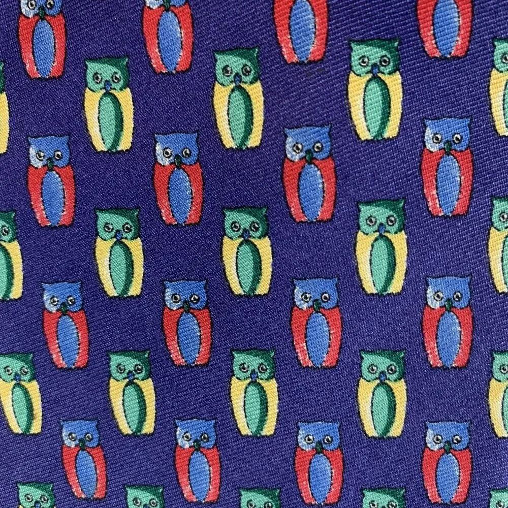 Jos A Bank Executive Collection Neck Tie Men Purple Silk Owl Print Business 9588